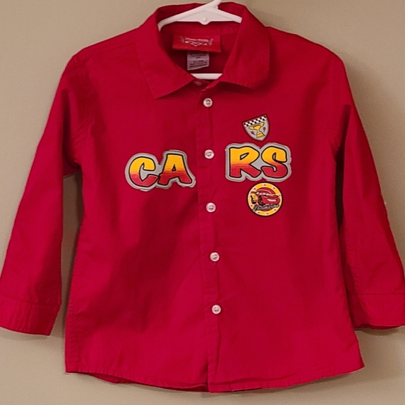 Disney Pixar Cars red button down long sleeved cotton shirt - Picture 1 of 6